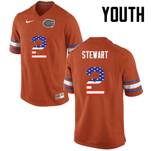 NCAA Florida Gators Brad Stewart Youth #2 USA Flag Fashion Nike Orange Stitched Authentic College Football Jersey DDZ5764GU